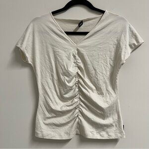 AKRIS Ruched Cotton Short Sleeve Shirt Women’s US 14